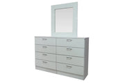 FLORENCE 8-DRAWER WOOD DRESSER WITH MIRROR WHITE HIGH GLOSS