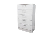 FLORENCE 5-DRAWER BEDROOM CHEST WHITE HIGH GLOSS