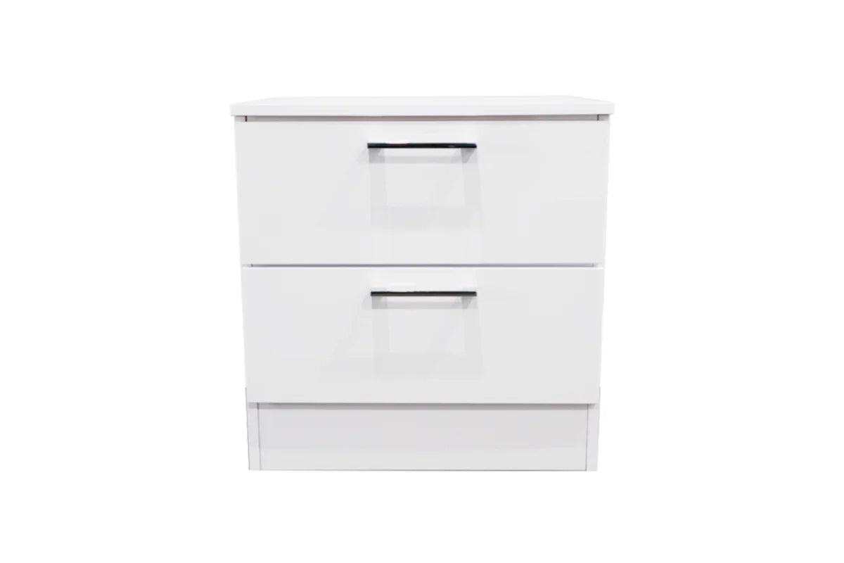 FLORENCE 2-DRAWER NIGHTSTAND WHITE HIGH GLOSS