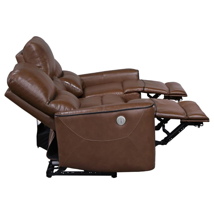 GREENFIELD 2-PIECE POWER RECLINING SOFA SET SADDLE BROWN
