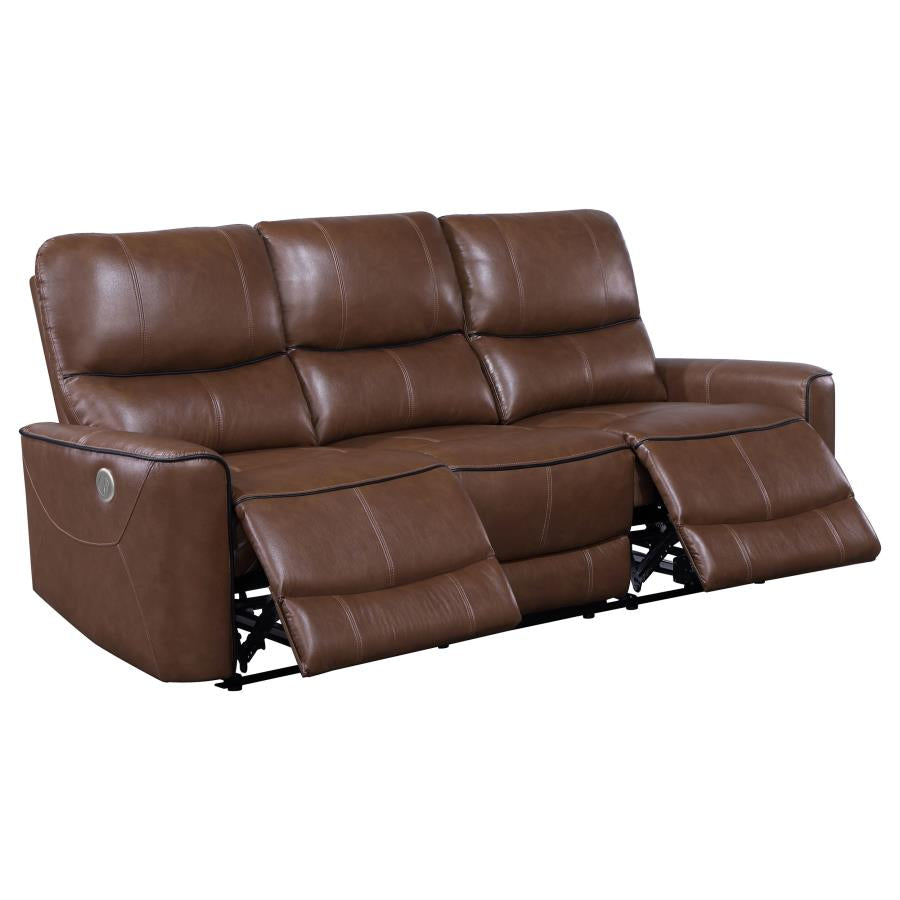 GREENFIELD 2-PIECE POWER RECLINING SOFA SET SADDLE BROWN