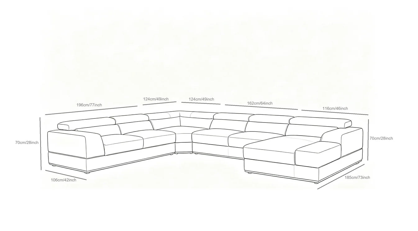 Nella Sectional Sofa | Italian Leather Match