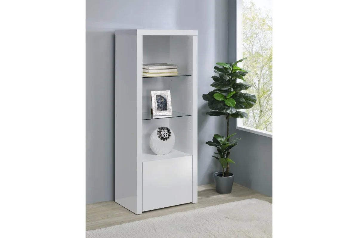 JUDE 3-SHELF ENGINEERED WOOD MEDIA TOWER HIGH GLOSS WHITE