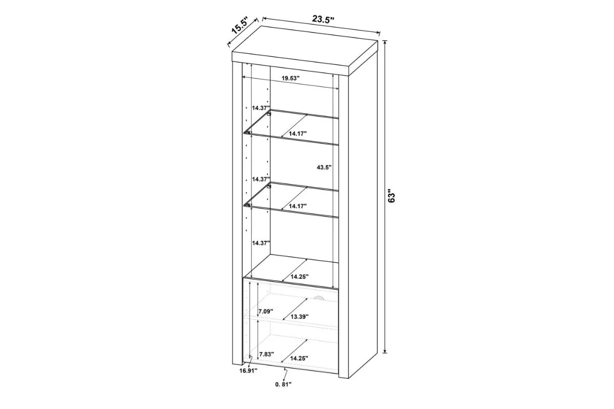 JUDE 3-SHELF ENGINEERED WOOD MEDIA TOWER HIGH GLOSS WHITE