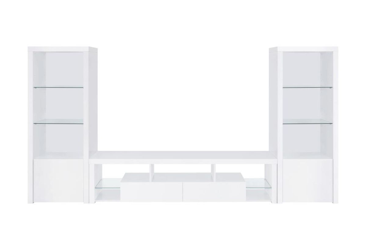 Jude 3-piece 71-inch tv entertainment center white high gloss