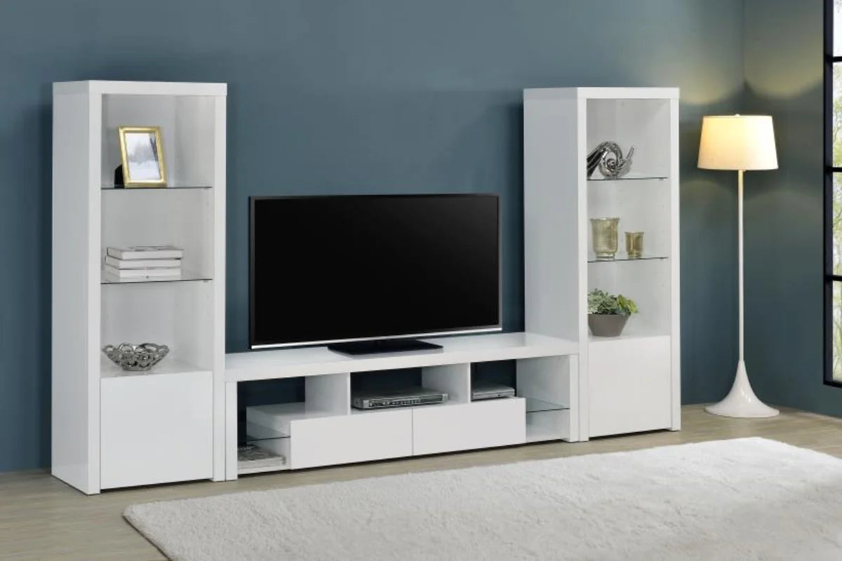 Jude 3-piece 71-inch tv entertainment center white high gloss