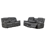 CONRAD  UPHOLSTERED PADDED ARM MOTION SOFA SET GREY