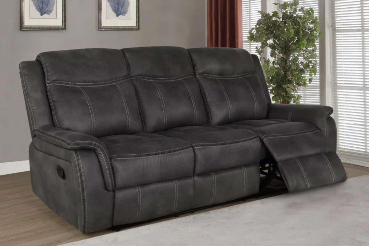 LAWRENCE  UPHOLSTERED RECLINING SOFA SET CHARCOAL