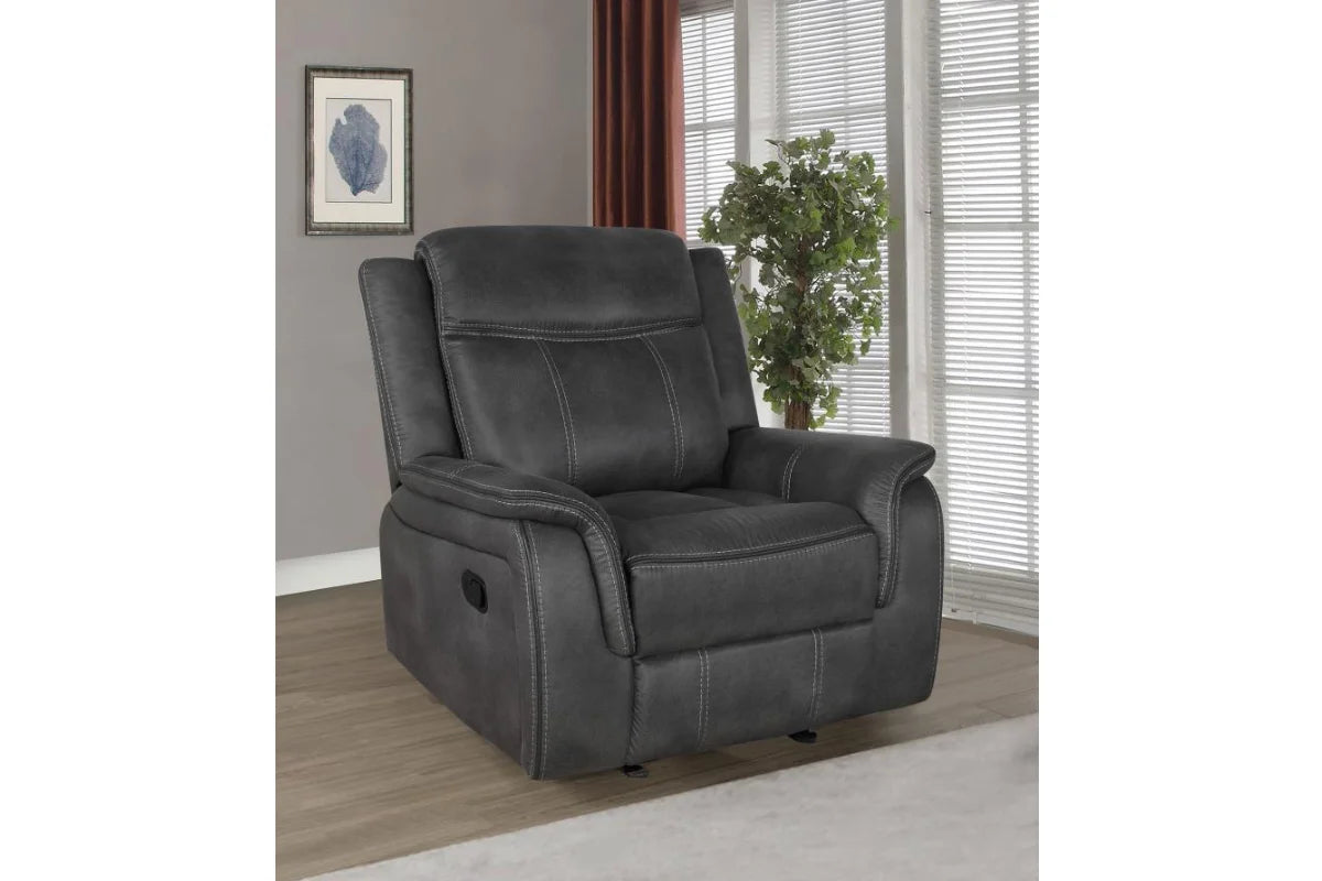 LAWRENCE  UPHOLSTERED RECLINING SOFA SET CHARCOAL