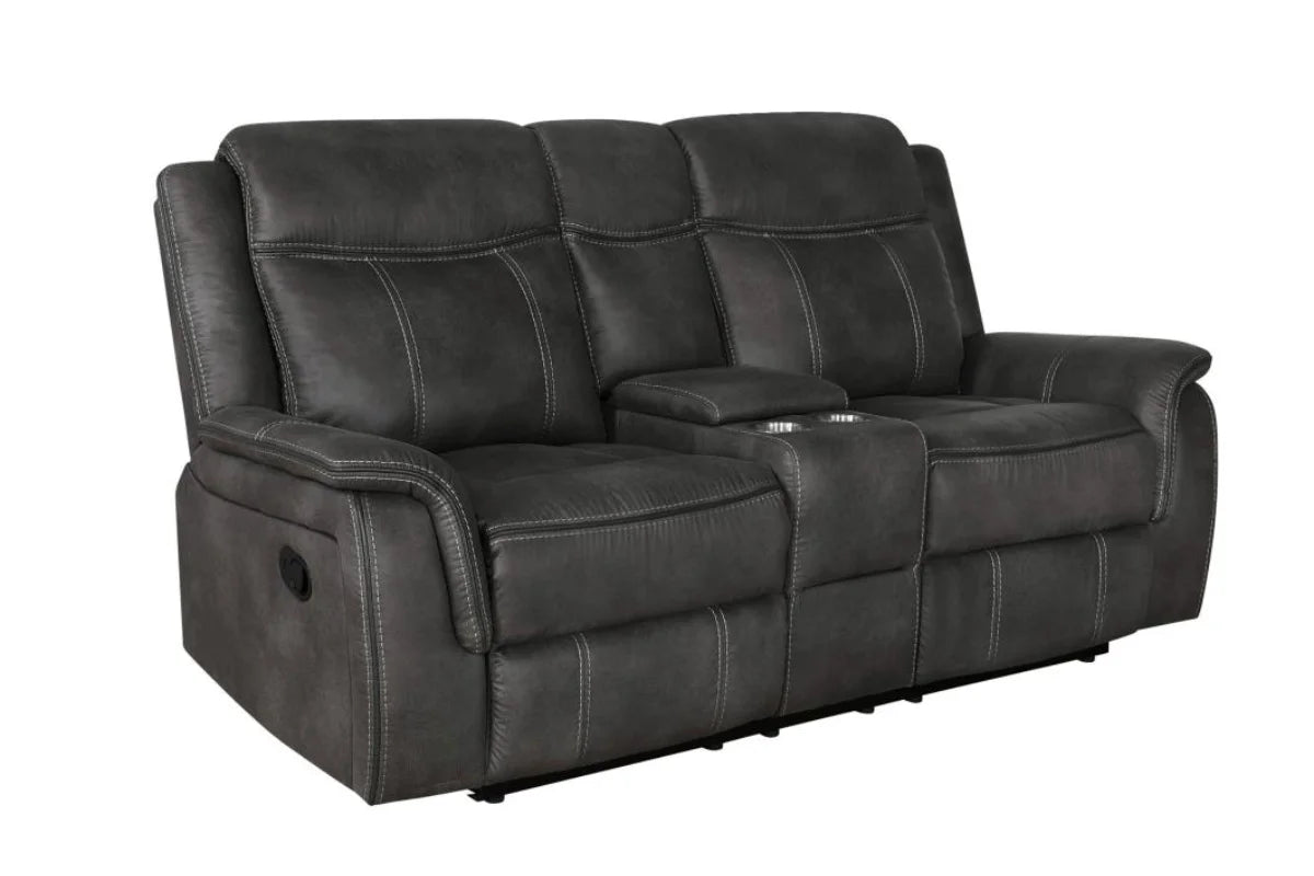 LAWRENCE  UPHOLSTERED RECLINING SOFA SET CHARCOAL