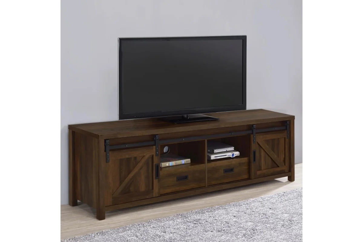 MADRA 2-DOOR ENGINEERED WOOD 79-INCH TV STAND DARK PINE