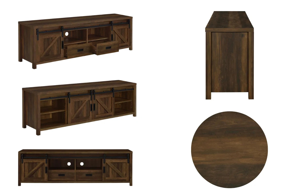 MADRA 2-DOOR ENGINEERED WOOD 79-INCH TV STAND DARK PINE