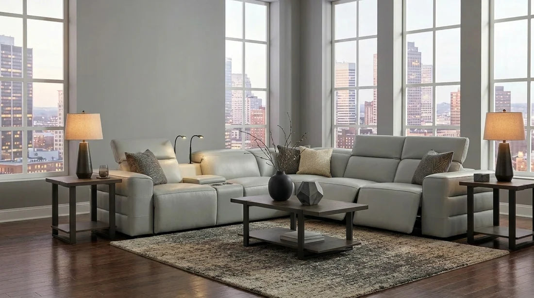 Holly Italian Leather/Match Power Reclining Sectional  Grey