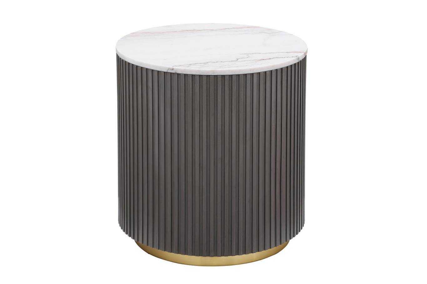 Jason Round White Marble Top Side End Table Charcoal