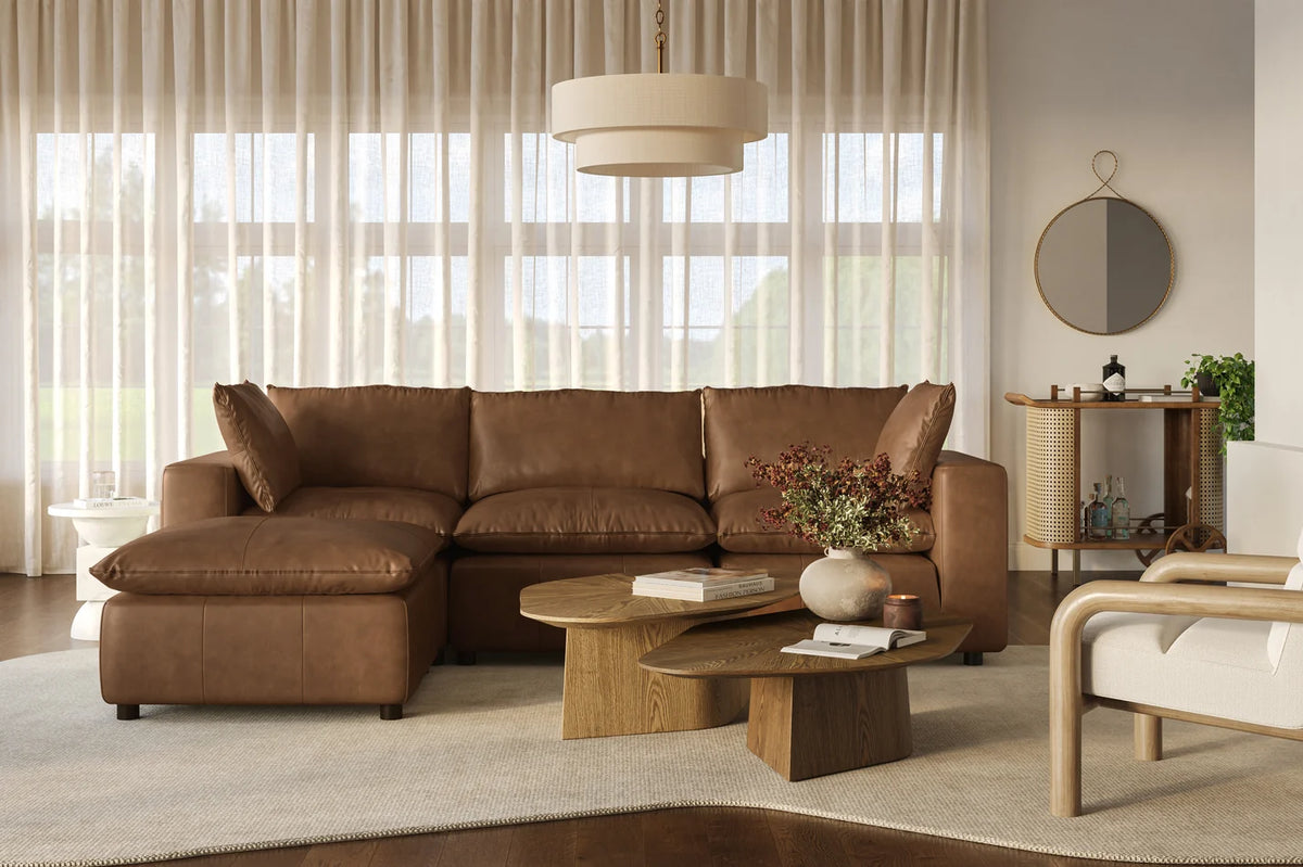 Cali  Brown Leather Modular Large Chaise Sectional (4-7-Piece)