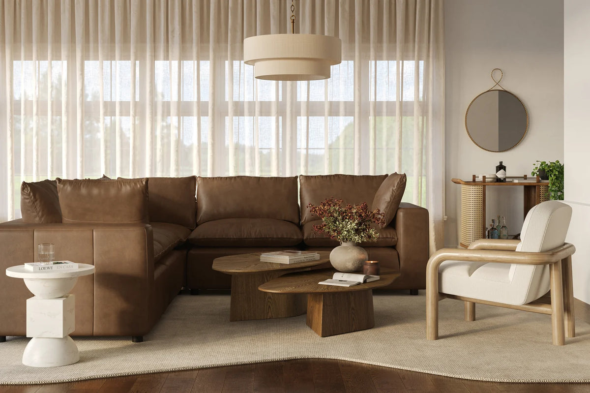 Cali  Brown Leather Modular Large Chaise Sectional (4-7-Piece)