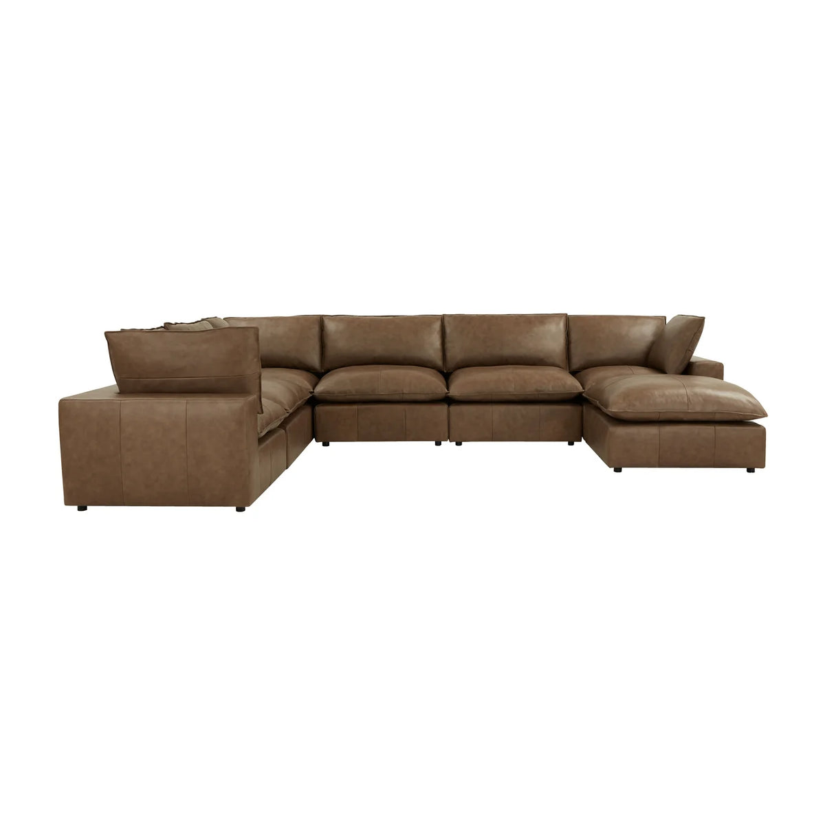 Cali  Brown Leather Modular Large Chaise Sectional (4-7-Piece)