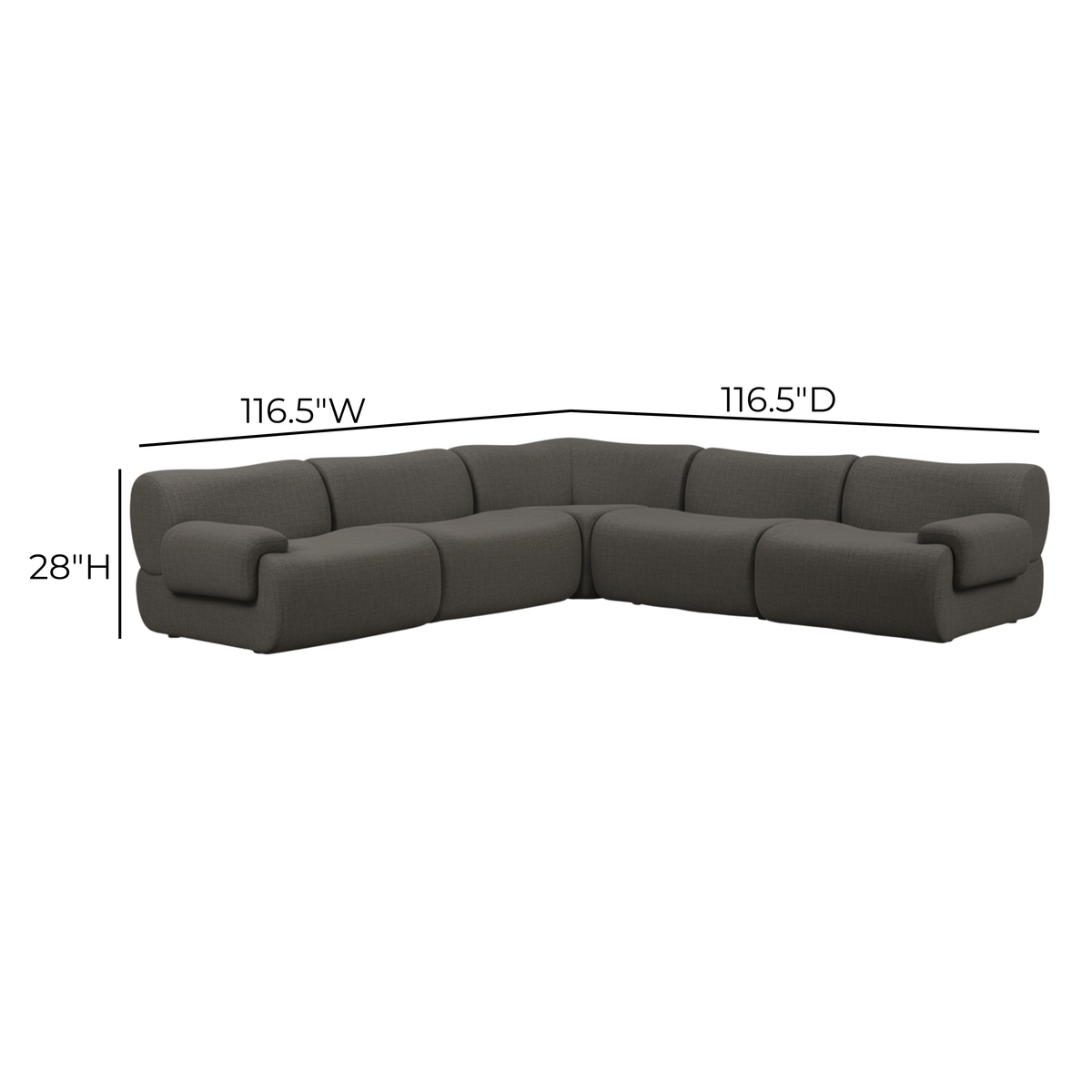 Zenith 5-Piece Contract-Grade Upcycled Fabric Modular L-Sectional