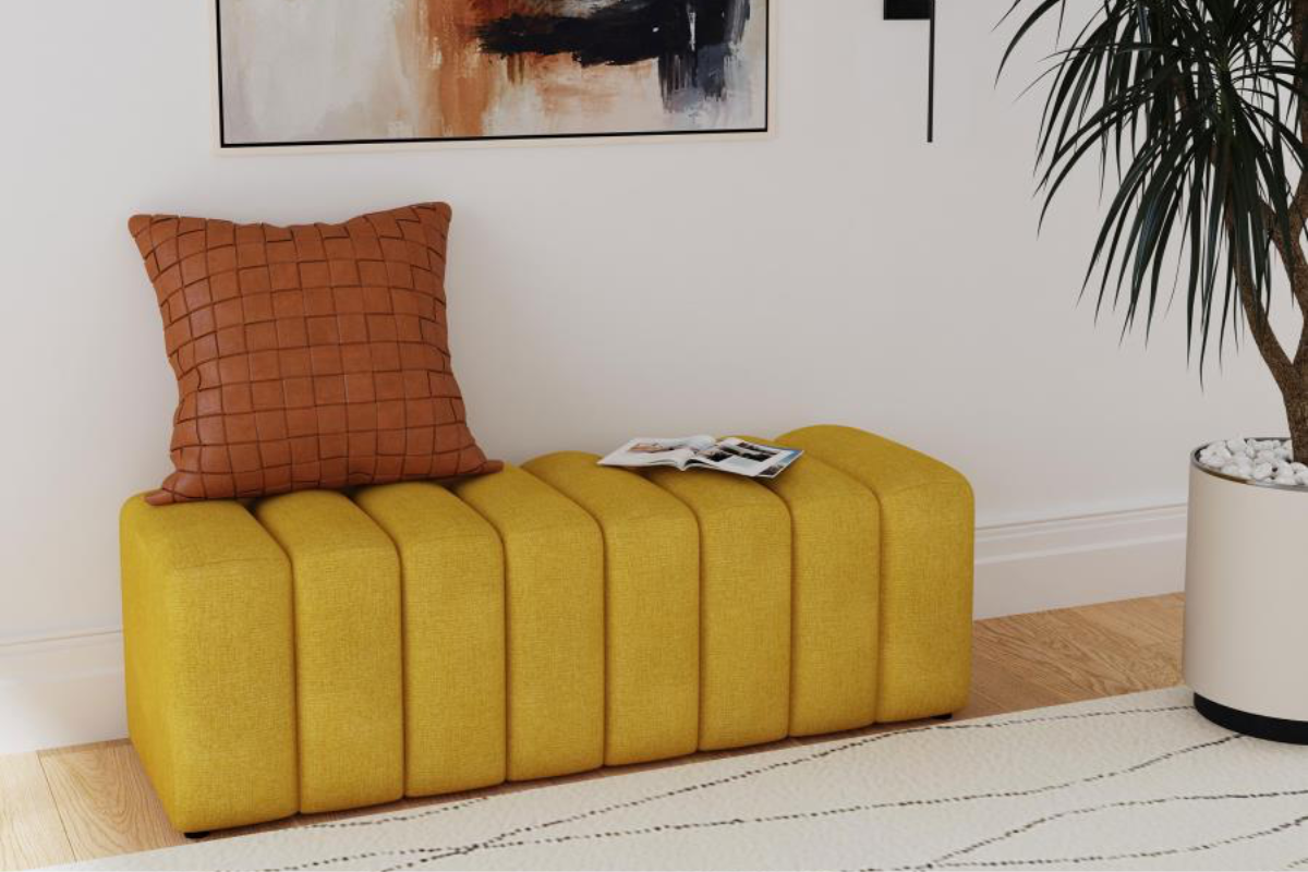 SUMMER FABRIC UPHOLSTERED TUFTED ACCENT BENCH