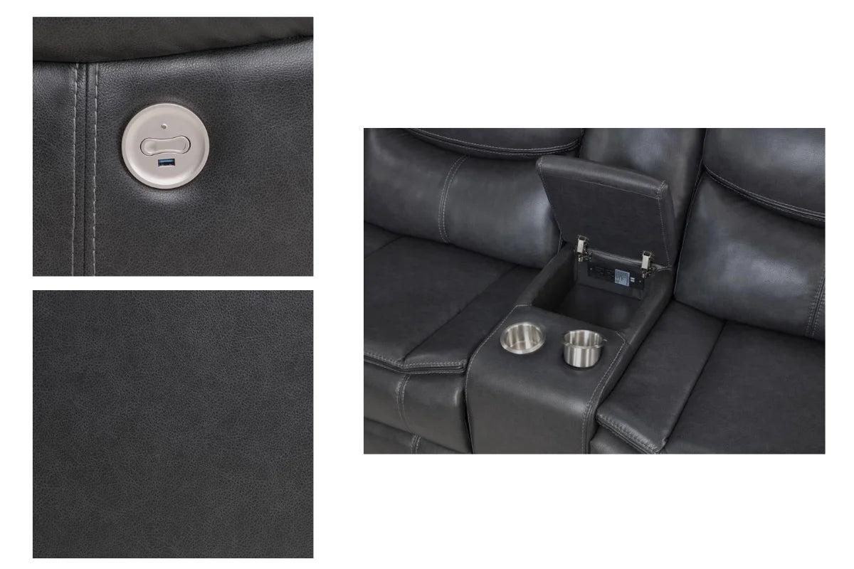 SYCAMORE UPHOLSTERED POWER RECLINING SECTIONAL SOFA GREY