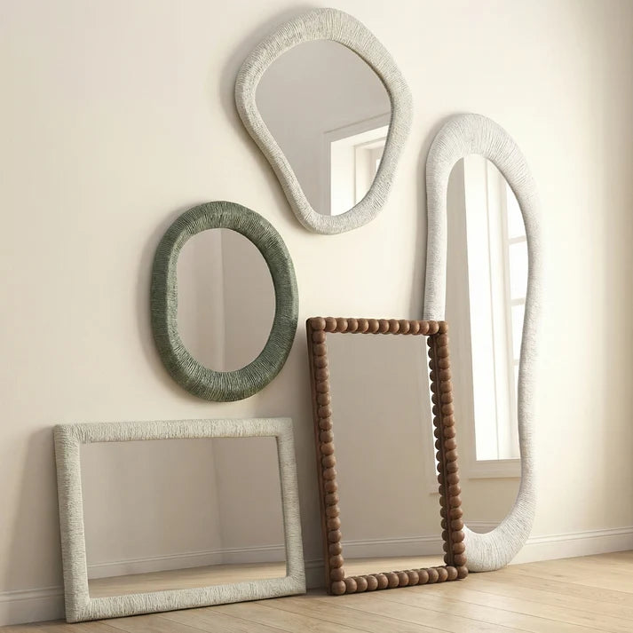 Orpheus Ribbed Faux Stone Wall Mirror