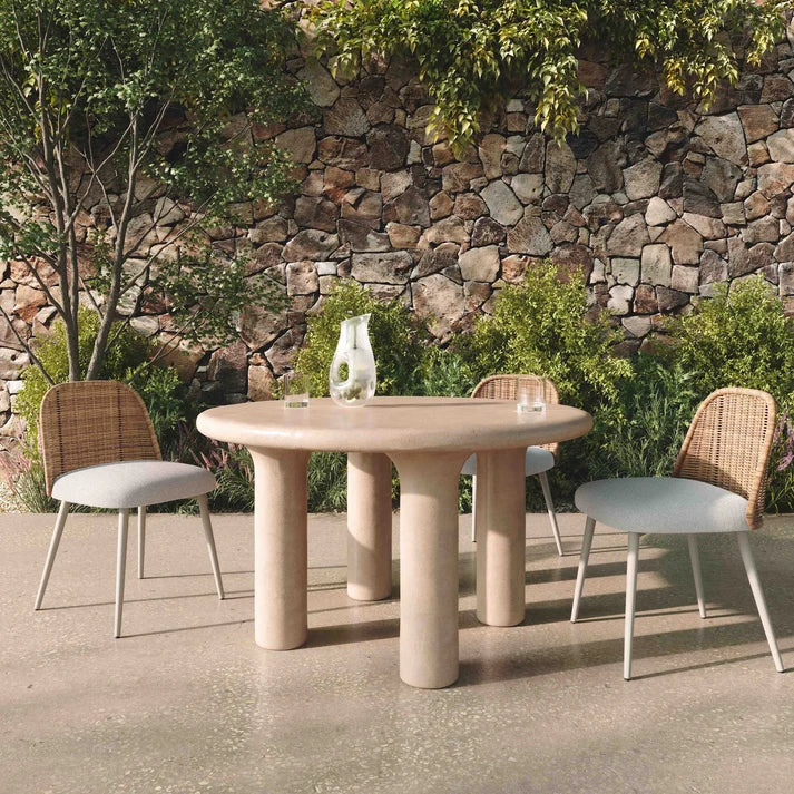Barbara 47" Cream Textured Indoor/Outdoor Round Dining Table