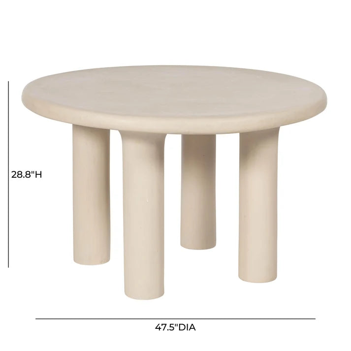 Barbara 47" Cream Textured Indoor/Outdoor Round Dining Table