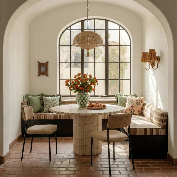 Blossom 54" Washed Faux Travertine Finish Indoor/Outdoor Round Dining Table