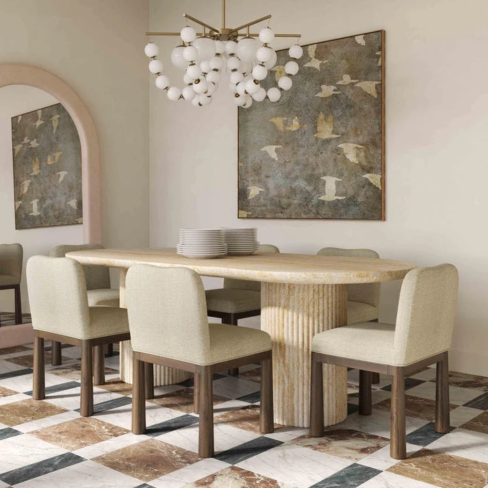 Brut 86" Concrete Patterned Indoor/Outdoor Oval Dining Table