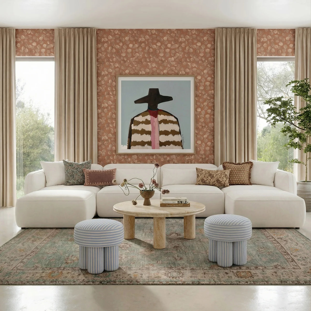 Tarra 4-Piece Cream Performance Chenille Modular U-Sectional