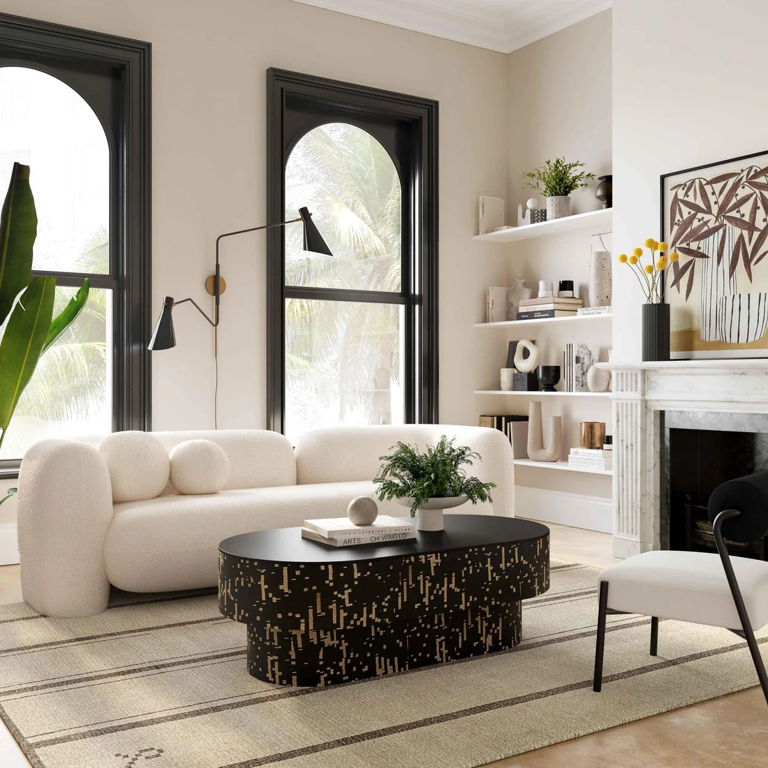 Amelie 91" Contract-Grade Faux Fur Sofa