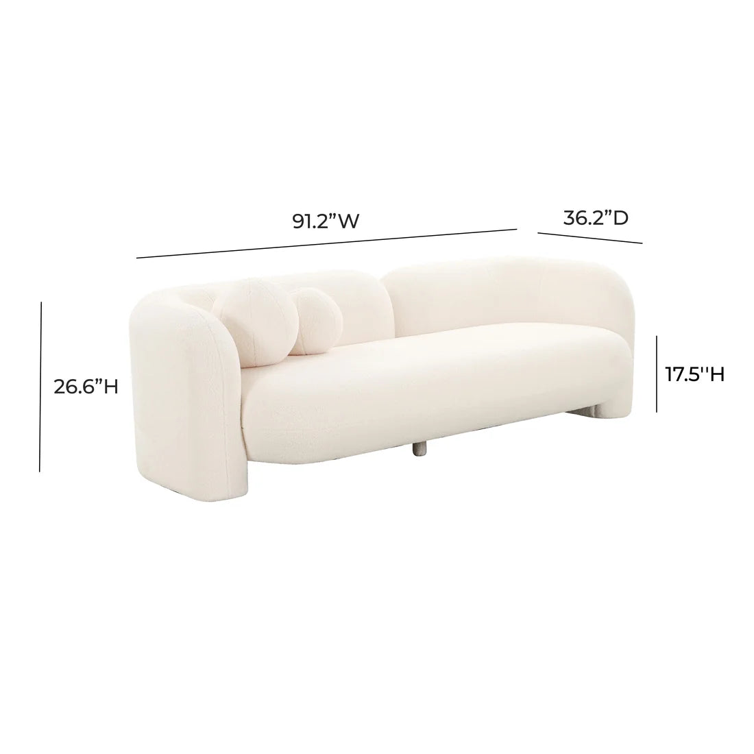 Amelie 91" Contract-Grade Faux Fur Sofa