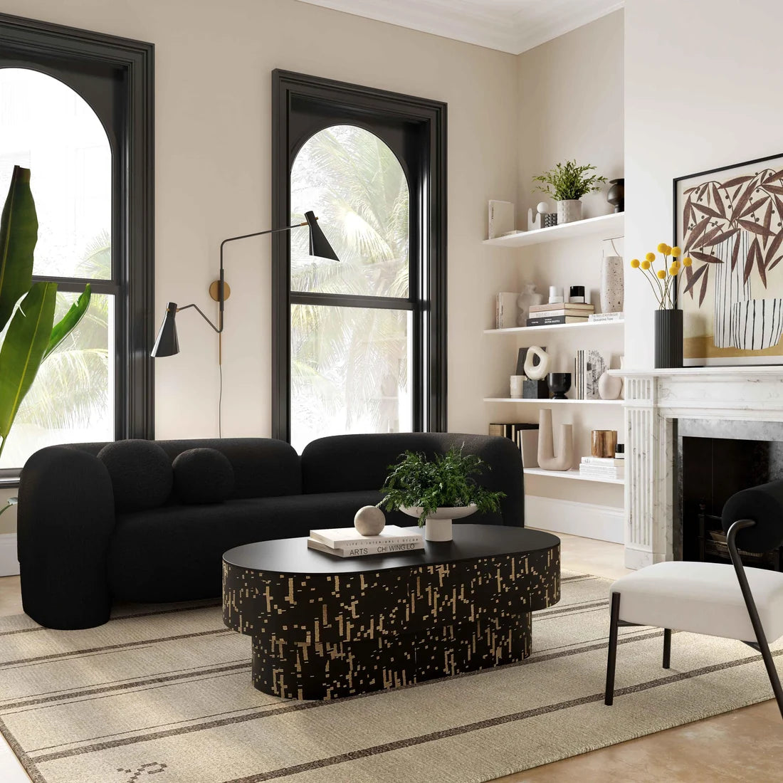 Amelie 91" Contract-Grade Faux Fur Sofa