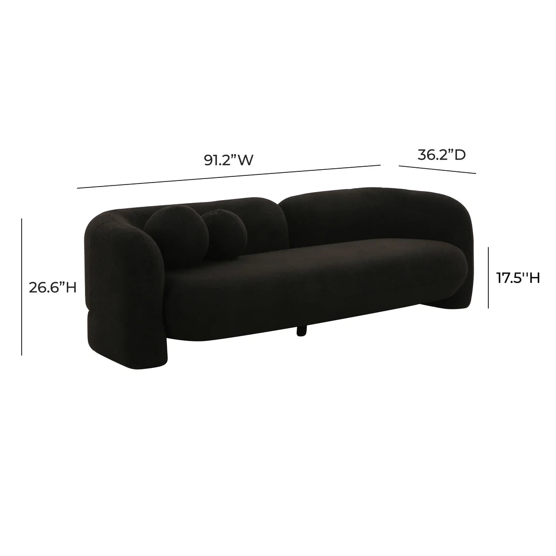 Amelie 91" Contract-Grade Faux Fur Sofa