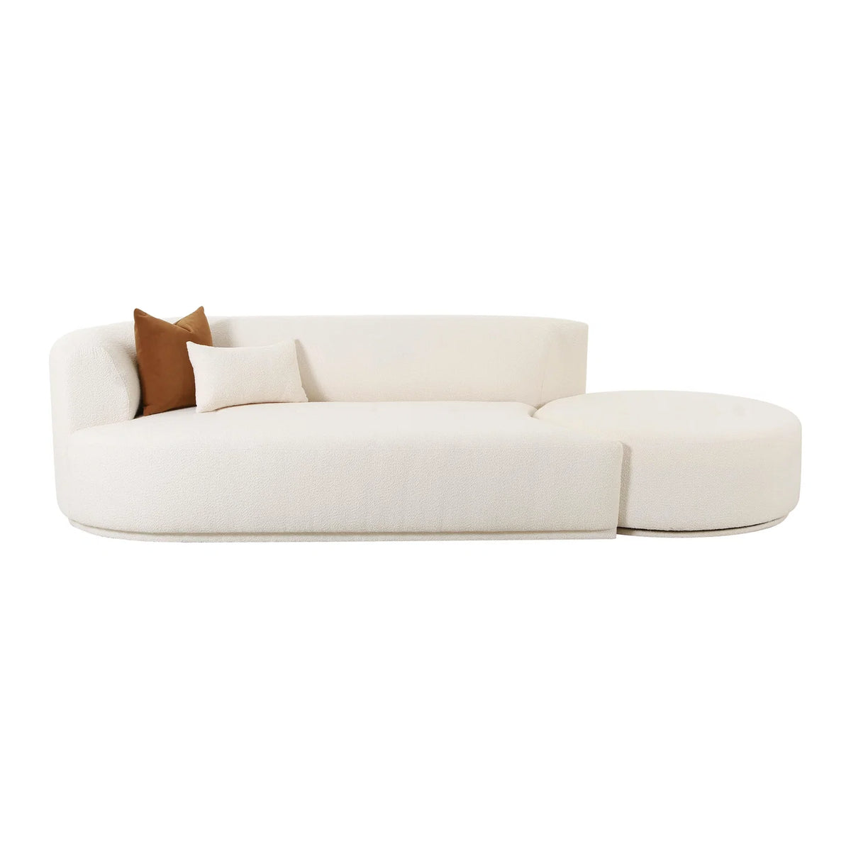 Fickle 112" 2-Piece Cream Performance Boucle Chaise Modular Sofa