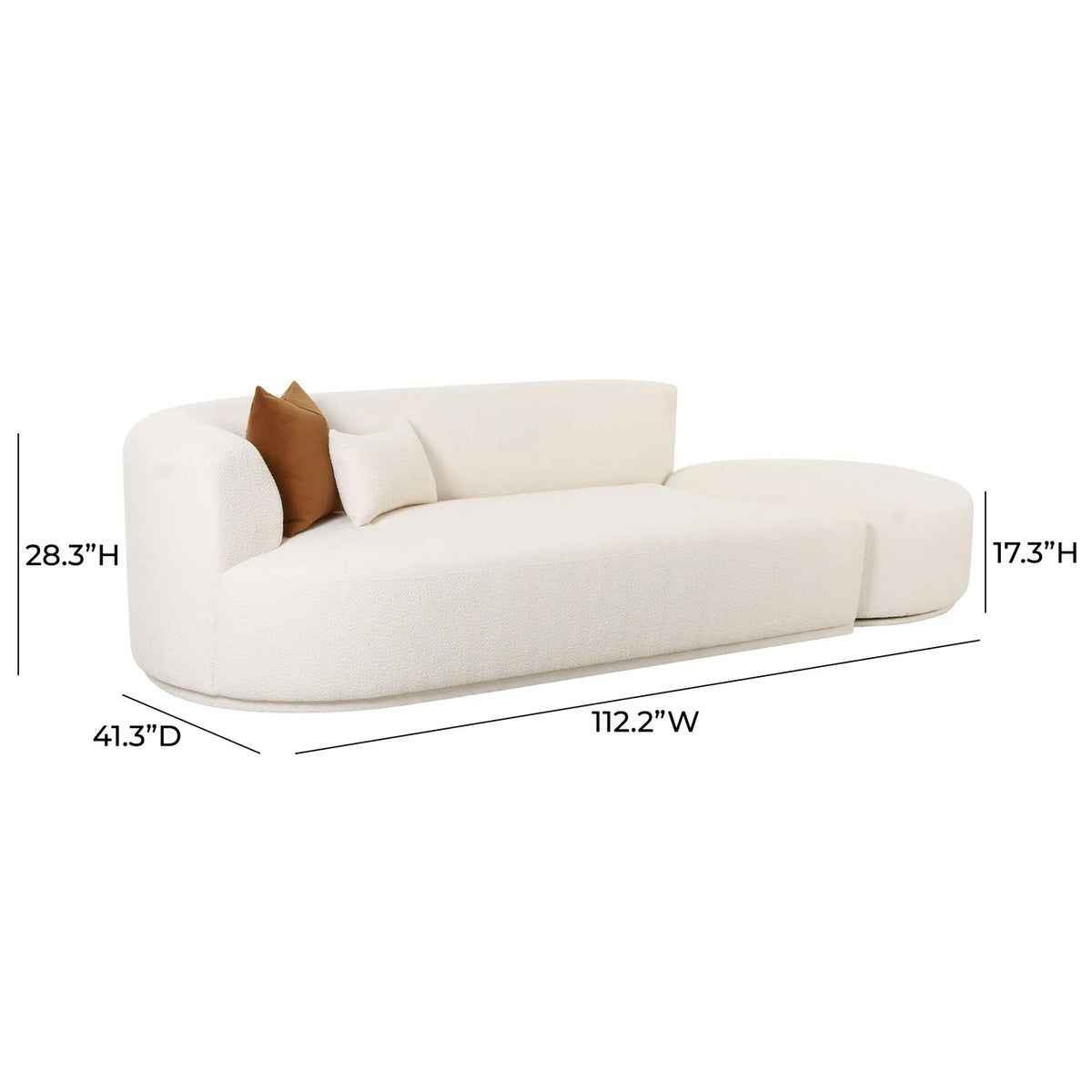 Fickle 112" 2-Piece Cream Performance Boucle Chaise Modular Sofa