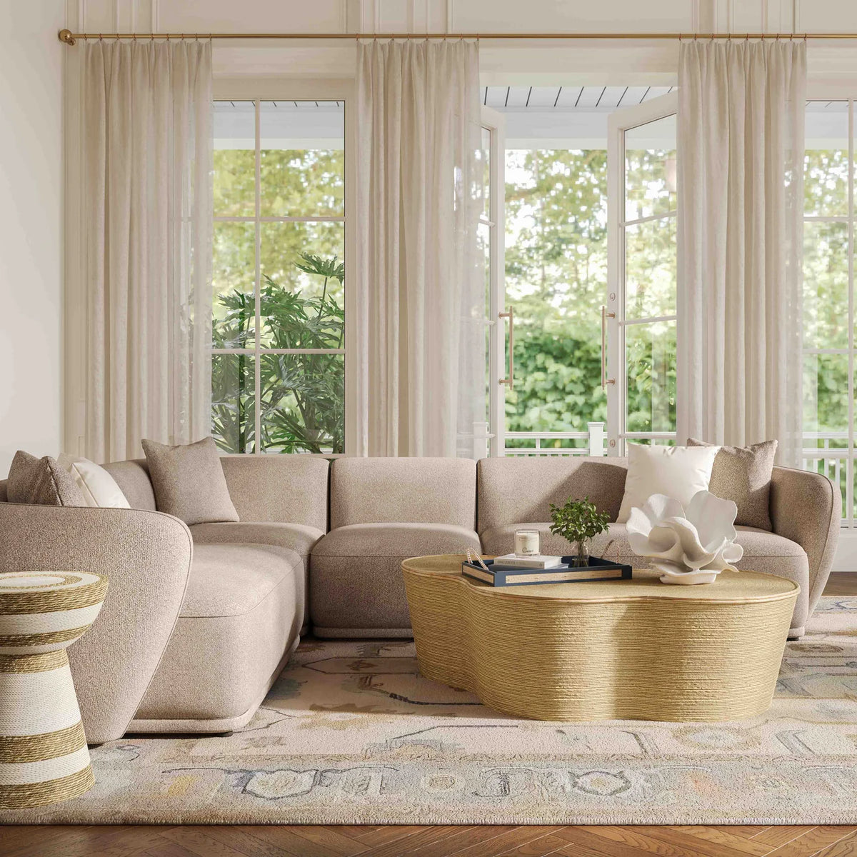 Sylvie 4-Piece Cream Performance Boucle Sectional