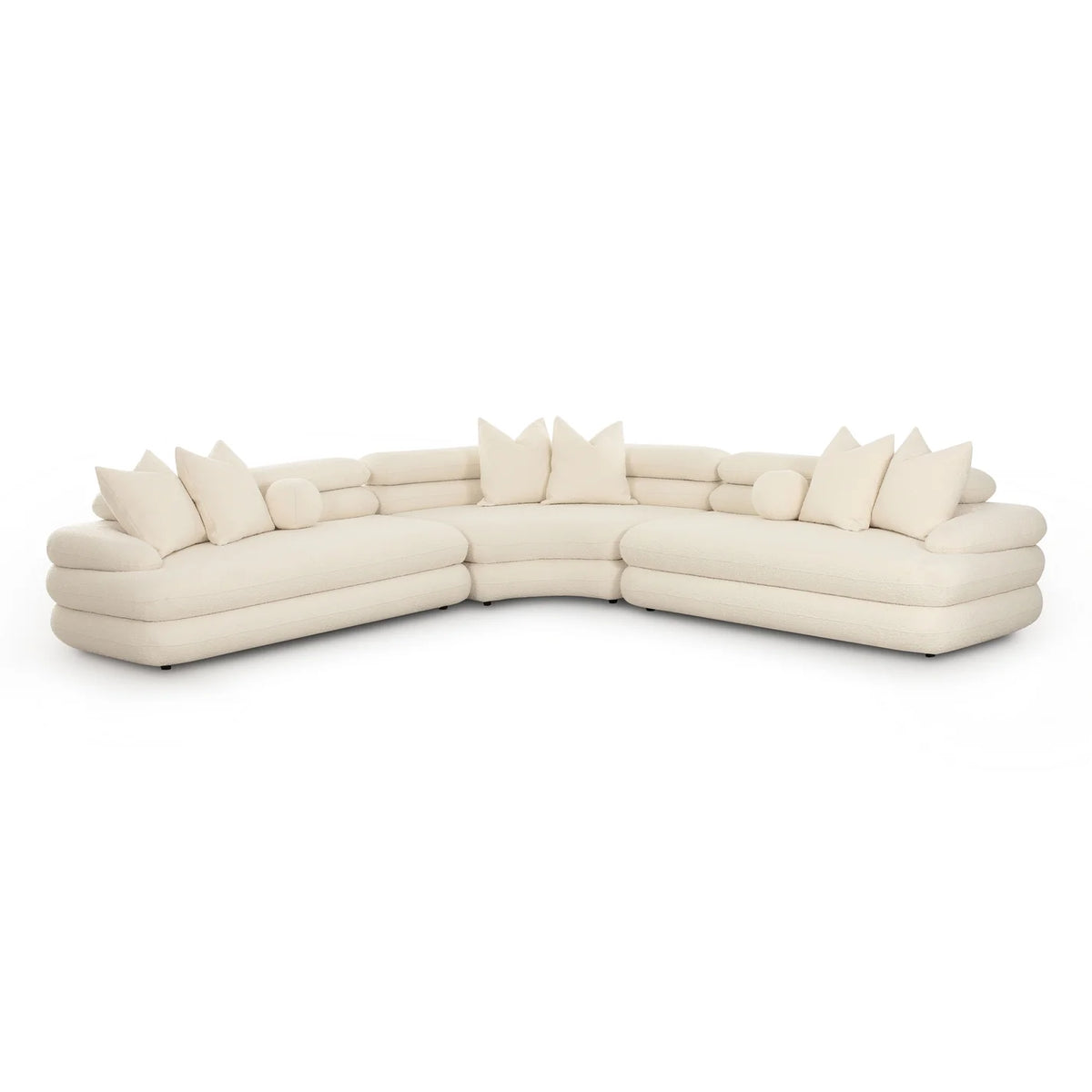 Lulu 3-Piece Cream Performance Boucle Modular Curved L-Sectional