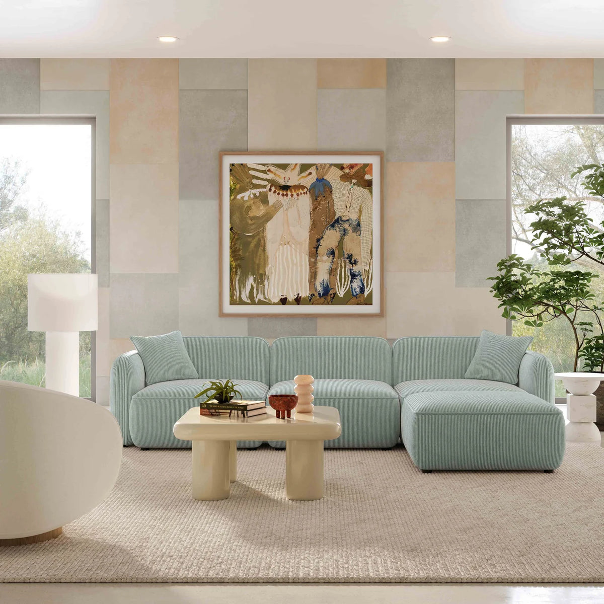 Travie 4-Piece Performance Corduroy Velvet Modular Sectional