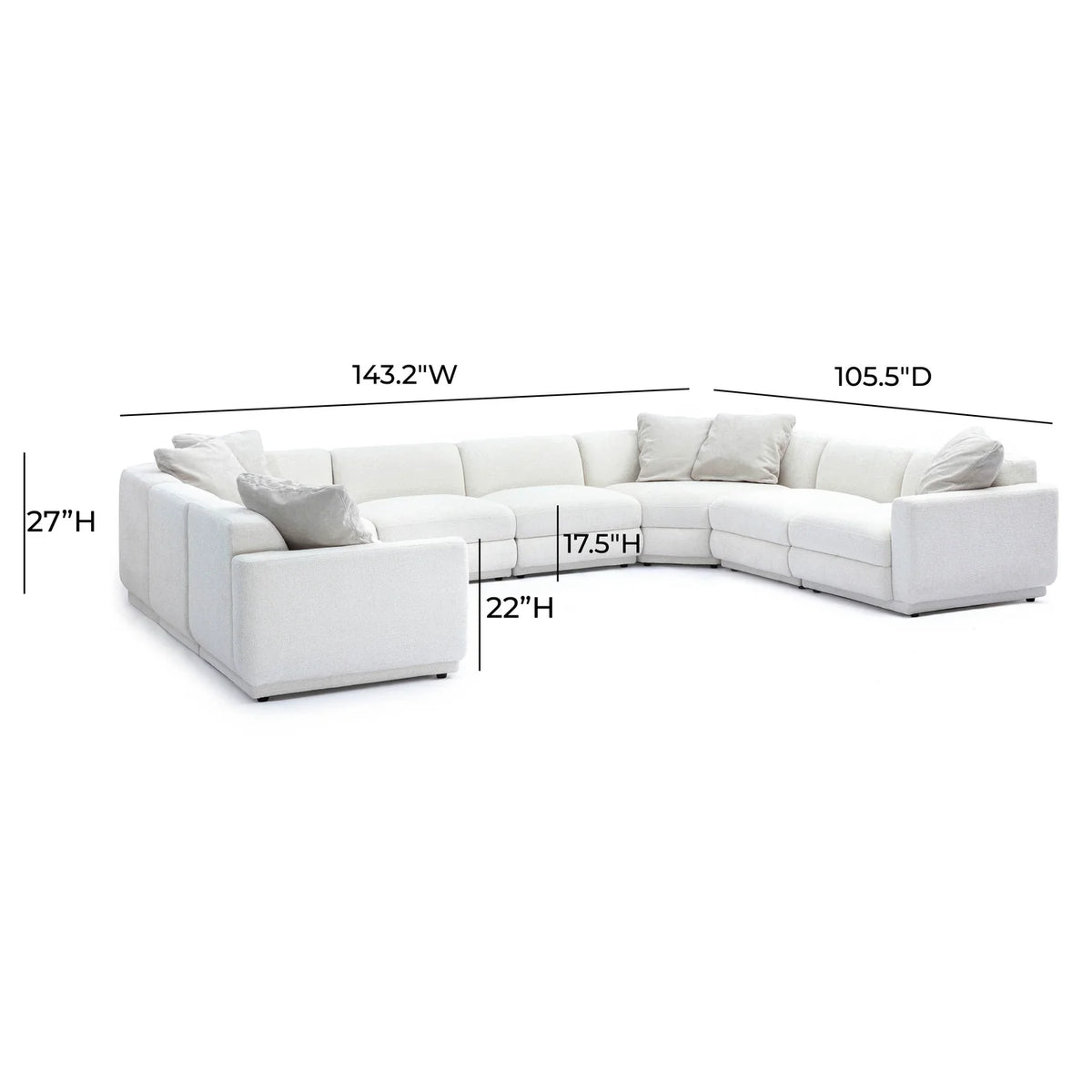 Perry  Cream Performance Chenille Modular Large U-Sectional (4-8 Piece)