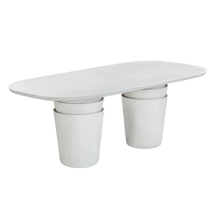 Margot 83" Light Grey Faux Plaster Indoor/Outdoor Concrete Oval Dining Table
