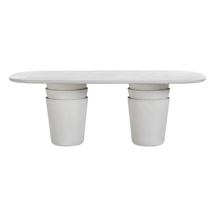 Margot 83" Light Grey Faux Plaster Indoor/Outdoor Concrete Oval Dining Table