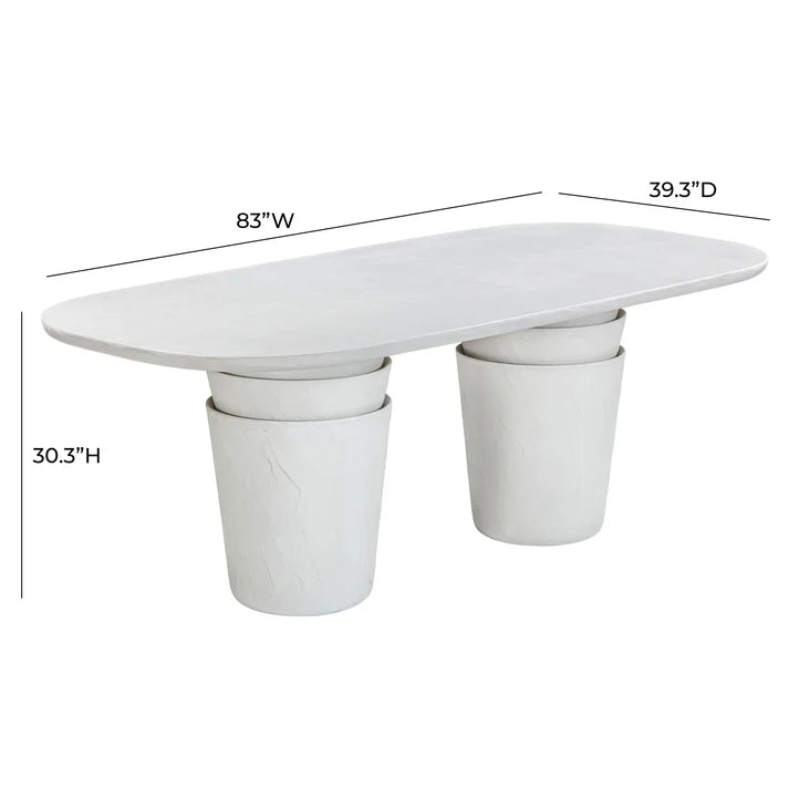 Margot 83" Light Grey Faux Plaster Indoor/Outdoor Concrete Oval Dining Table