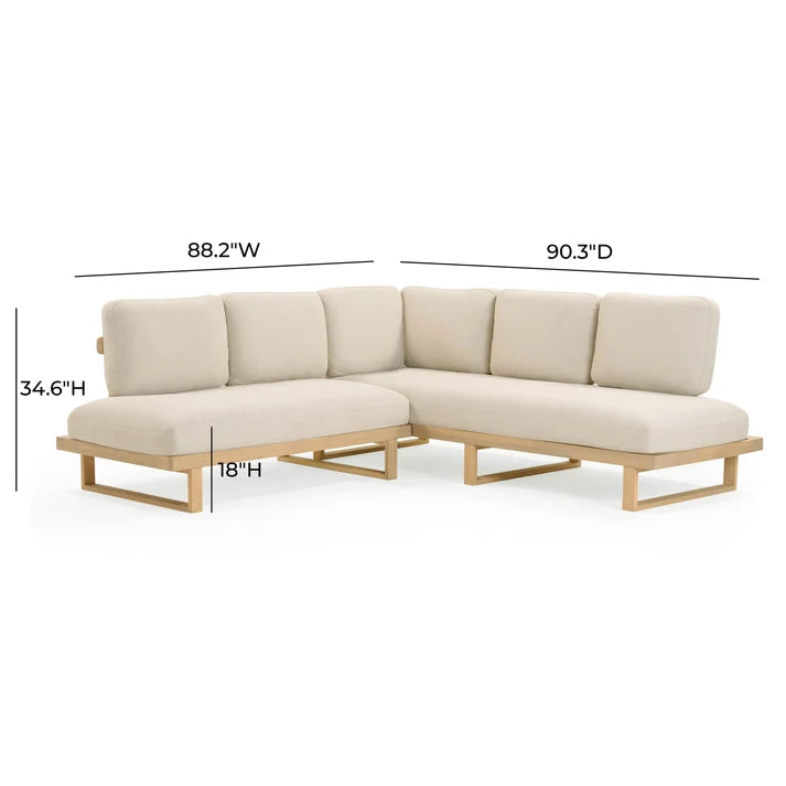 Evan 2-Piece Cream Performance Fabric Outdoor L-Shaped Sectional