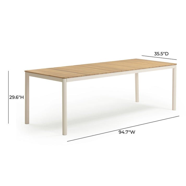 Sardinia 95" Light Teak Outdoor Rectangular Dining Table