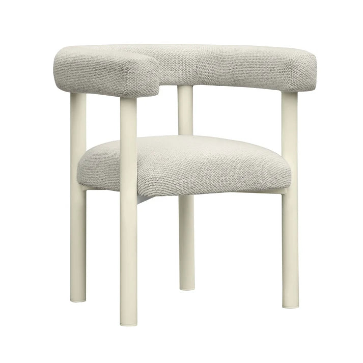 Jackie Cream Textured Contract-Grade Fabric Outdoor Dining Chair