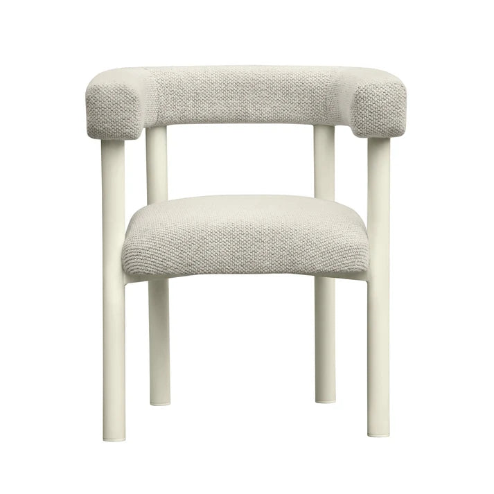 Jackie Cream Textured Contract-Grade Fabric Outdoor Dining Chair