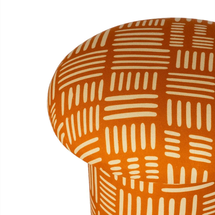 Lucy Rust Orange Tribal Print Mushroom Accent Stool