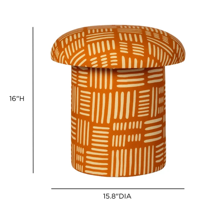 Lucy Rust Orange Tribal Print Mushroom Accent Stool