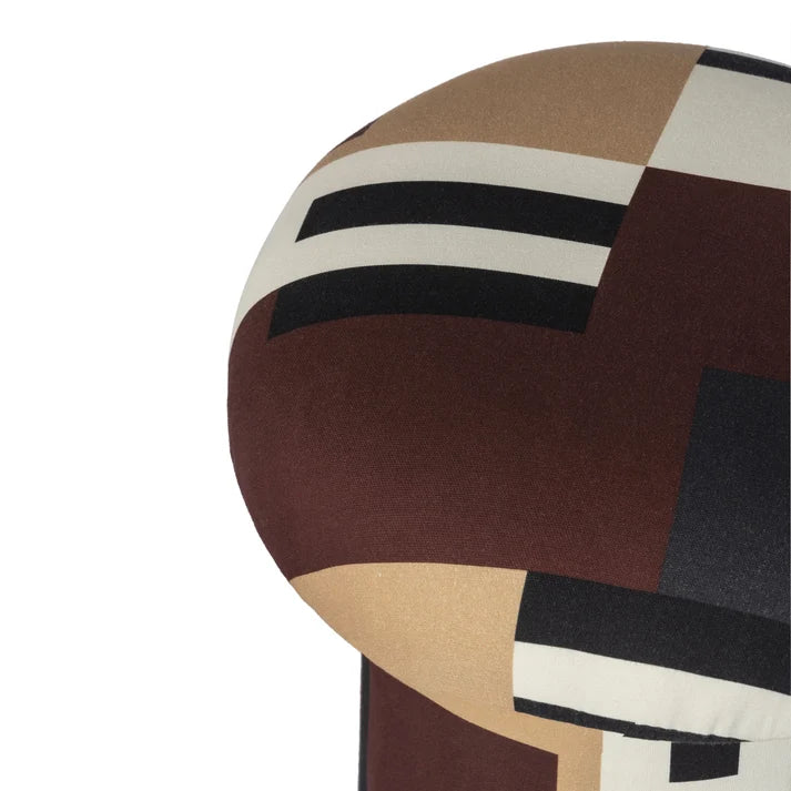 Lucy Mud Brown Abstract Print Mushroom Accent Stool